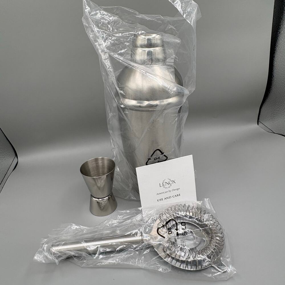 Lenox Tuscany Classics Collection Stainless Steel Cocktail Shaker Set New - Picture 3 of 15